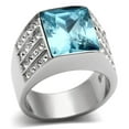 thumbnail image 1 of High polished (no plating) Stainless Steel Ring with Synthetic Synthetic Glass in Sea Blue for Women Sea Blue Stone Color Style TK394 Size 7, 1 of 4