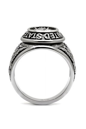 TK414704 - High polished (no plating) Stainless Steel Ring with Epoxy in Jet
