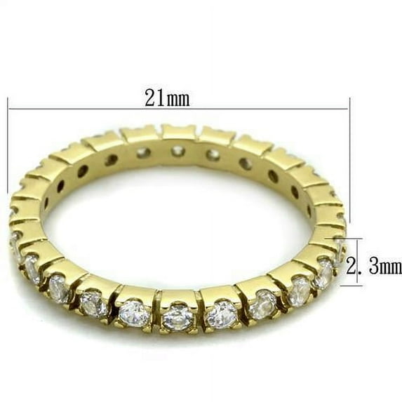 TK45202G - IP Gold(Ion Plating) Stainless Steel Ring with AAA Grade CZ in Clear