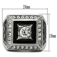thumbnail image 1 of TK493 - High polished (no plating) Stainless Steel Ring with AAA Grade CZ in Clear, 1 of 1