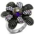 thumbnail image 1 of High polished (no plating) Stainless Steel Ring with Synthetic Synthetic Glass in Amethyst for Women Amethyst Stone Color Style TK607 Size 10, 1 of 4