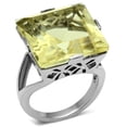 thumbnail image 1 of TK649 - High polished (no plating) Stainless Steel Ring with Top Grade Crystal in Citrine Yellow, 1 of 1