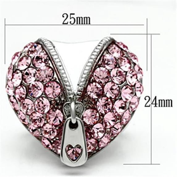 TK652 - High polished (no plating) Stainless Steel Ring with Top Grade Crystal in Rose
