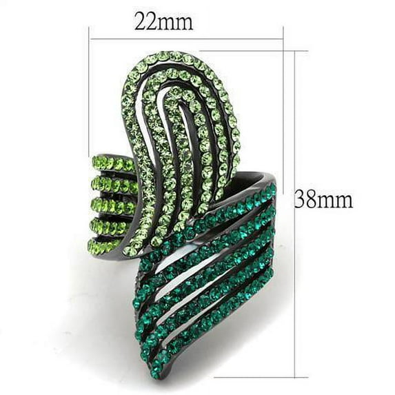 IP Light Black (IP Gun) Stainless Steel Ring with Top Grade Crystal in Multi Color for Women Multi Color Stone Color Style TK691LJ Size 10