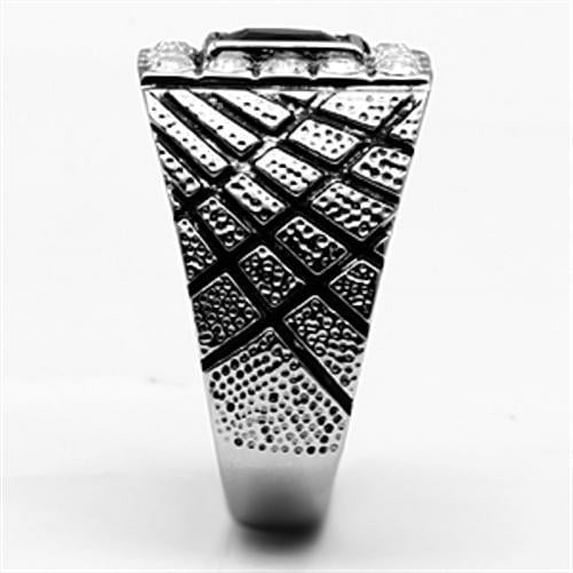 High polished (no plating) Stainless Steel Ring with Synthetic Synthetic Glass in Jet for Women Jet Stone Color Style TK700 Size 9