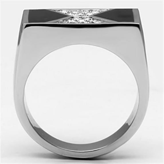 TK708 - High polished (no plating) Stainless Steel Ring with Top Grade Crystal in Clear