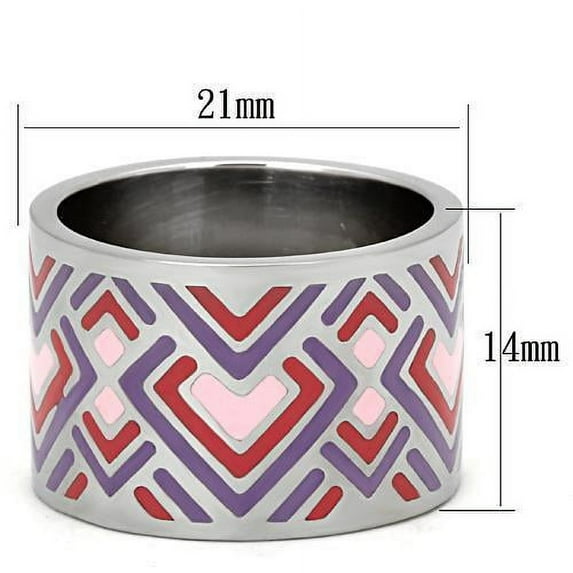 TK823 - High polished (no plating) Stainless Steel Ring with Epoxy in Multi Color