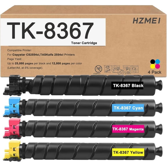 TK8367 Toner Cartridge Compatible for Kyocera TASKalfa 2554ci | High Yield TK-8367 Compatible for Kyocera TASKalfa Copystar CS2554ci Printer (TK-8367K TK-8367C TK-8367M TK-8367Y)