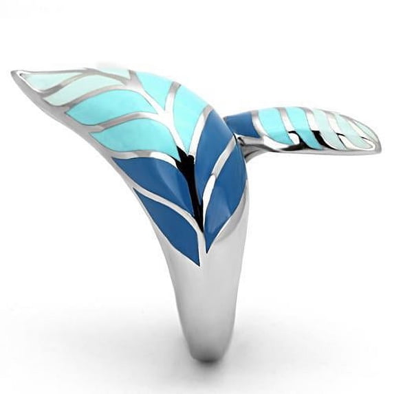 High polished (no plating) Stainless Steel Ring with Epoxy in Multi Color for Women Multi Color Stone Color Style TK838 Size 9