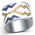 thumbnail image 1 of High polished (no plating) Stainless Steel Ring with Epoxy in Multi Color for Women Multi Color Stone Color Style TK841 Size 5, 1 of 4