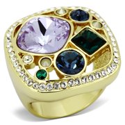 TK855 - IP GoldIon Plating Stainless Steel Ring with Top Grade Crystal in Multi Color