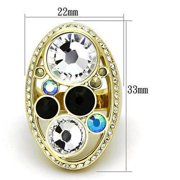 TK857 - IP GoldIon Plating Stainless Steel Ring with Top Grade Crystal in Multi Color