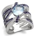 thumbnail image 1 of High polished (no plating) Stainless Steel Ring with Synthetic Synthetic Glass in Light Sapphire for Women Light Sapphire Stone Color Style TK865 Size 8, 1 of 4
