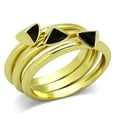 thumbnail image 1 of IP Gold(Ion Plating) Stainless Steel Ring with Epoxy in Jet for Women Jet Stone Color Style TK876 Size 5, 1 of 4