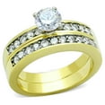 thumbnail image 1 of Two-Tone IP Gold (Ion Plating) Stainless Steel Ring with AAA Grade CZ in Clear for Women Clear Stone Color Style TK8X003 Size 10, 1 of 1