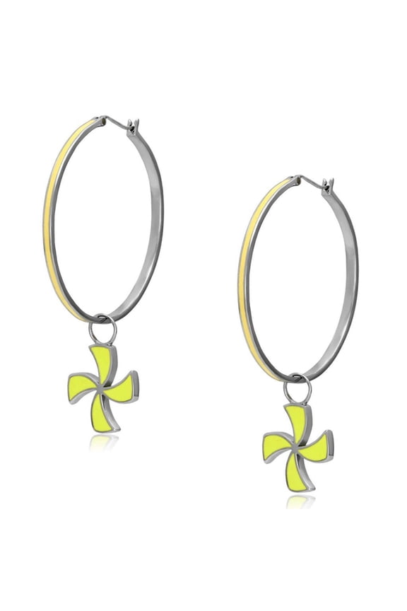 TK914 - High polished (no plating) Stainless Steel Earrings with Epoxy in Multi Color