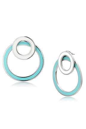 TK916 - High polished (no plating) Stainless Steel Earrings with Epoxy in Multi Color
