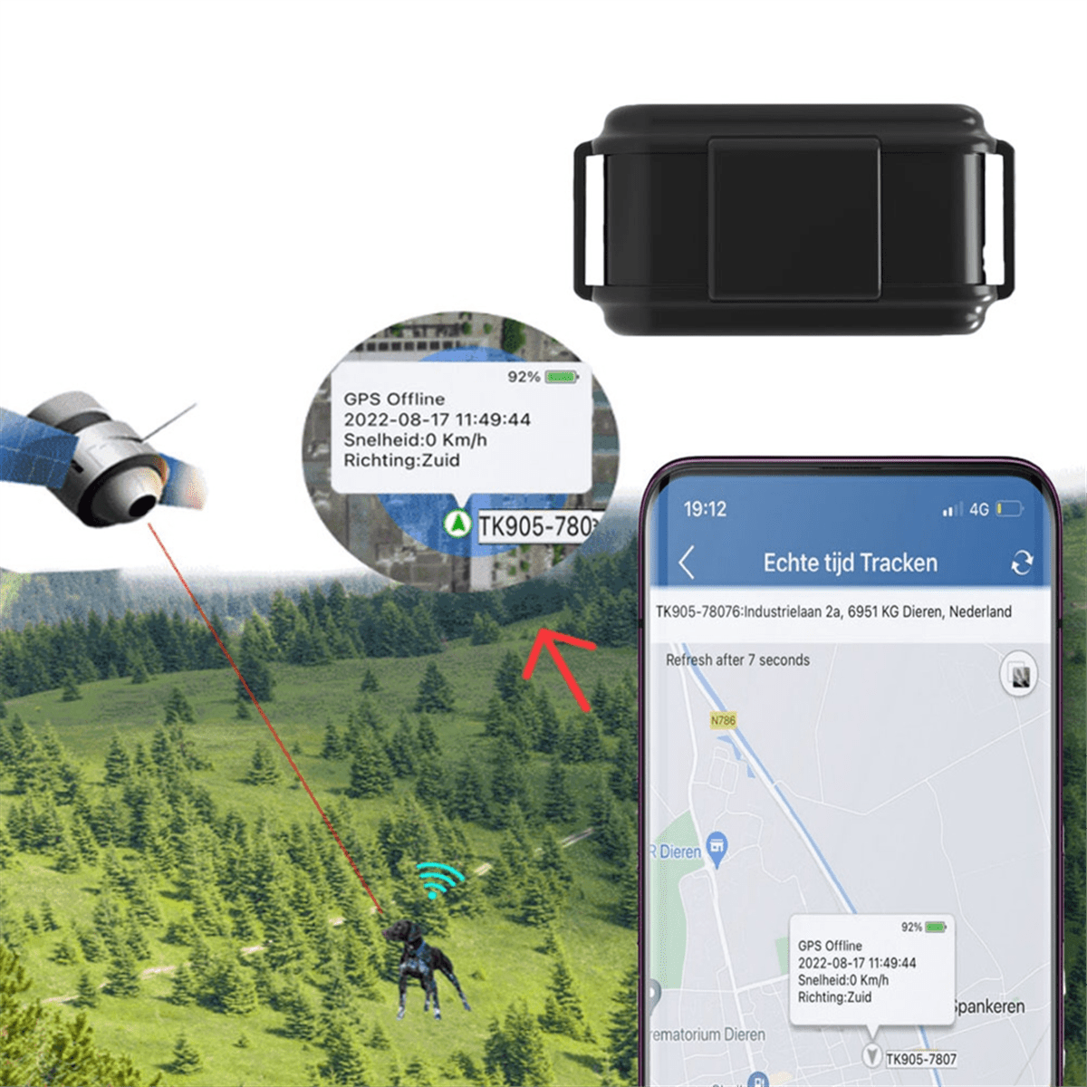 TK919 4G GPS Tracker for Animal Hound Dog GPRS Locator 3000mAh Battery