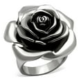 thumbnail image 1 of High polished (no plating) Stainless Steel Ring with Epoxy in Jet for Women Jet Stone Color Style TK923 Size 5, 1 of 4