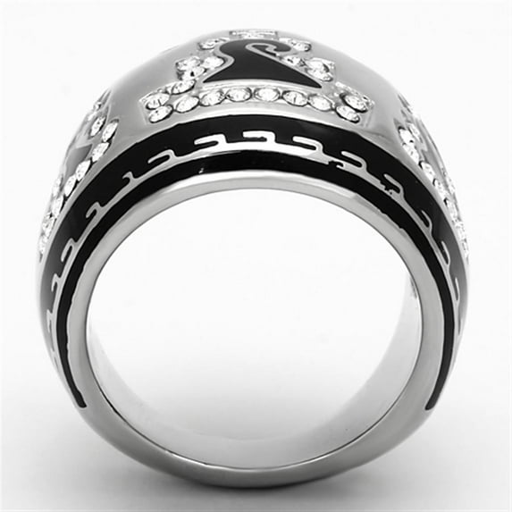 TK928 - High polished (no plating) Stainless Steel Ring with Top Grade Crystal in Clear