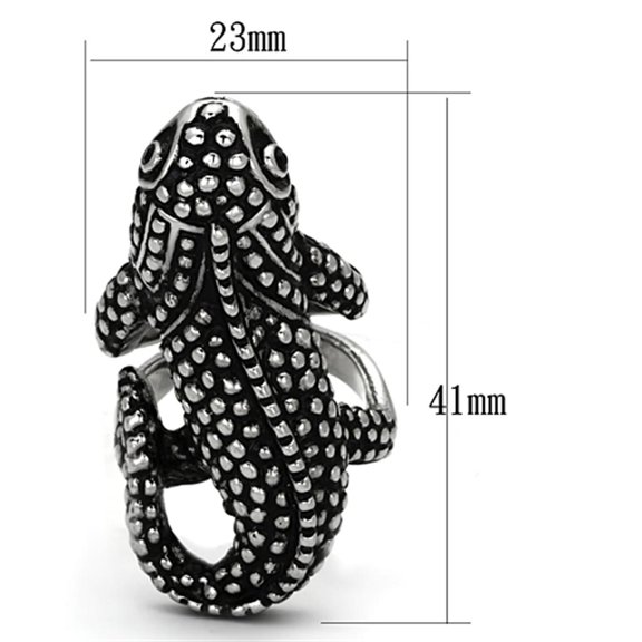 High polished (no plating) Stainless Steel Ring with Top Grade Crystal in Jet for Women Animals Theme Jet Stone Color Style TK933 Size 9