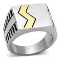 thumbnail image 1 of Two-Tone IP Gold (Ion Plating) Stainless Steel Ring with Epoxy in Jet for Women Jet Stone Color Style TK950 Size 12, 1 of 4