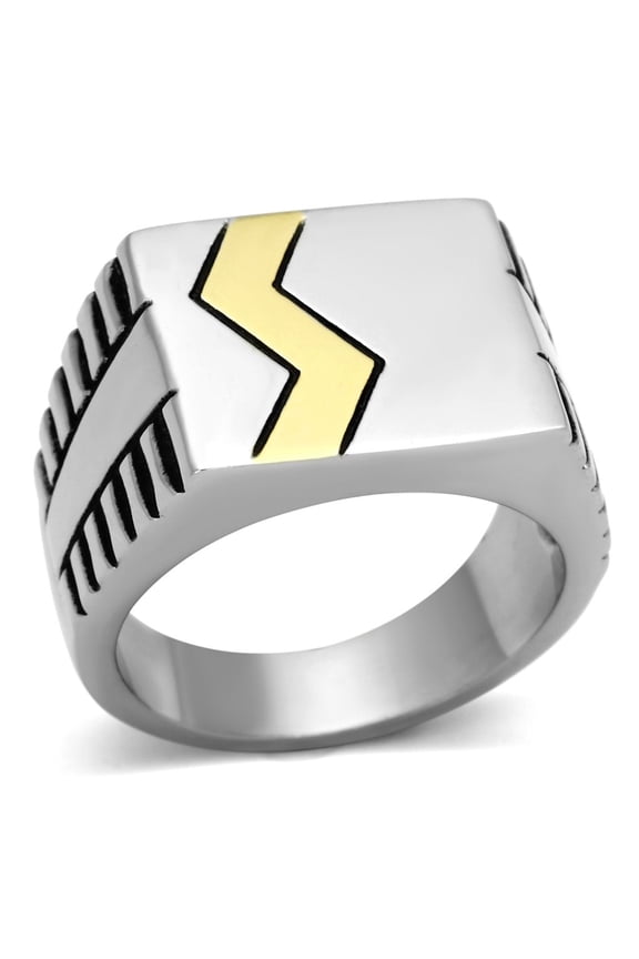 TK950 - Two-Tone IP Gold (Ion Plating) Stainless Steel Ring with Epoxy in Jet