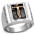 thumbnail image 1 of TK951 - Two-Tone IP Rose Gold Stainless Steel Ring with AAA Grade CZ  in Clear, 1 of 4