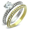 thumbnail image 1 of TK967 - Two-Tone IP Gold (Ion Plating) Stainless Steel Ring with AAA Grade CZ  in Clear, 1 of 5