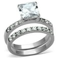 thumbnail image 1 of TK975 - High polished (no plating) Stainless Steel Ring with AAA Grade CZ  in Clear, 1 of 4