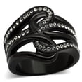 thumbnail image 1 of TK978 - IP Black(Ion Plating) Stainless Steel Ring with Top Grade Crystal  in Black Diamond Size 5, 1 of 4