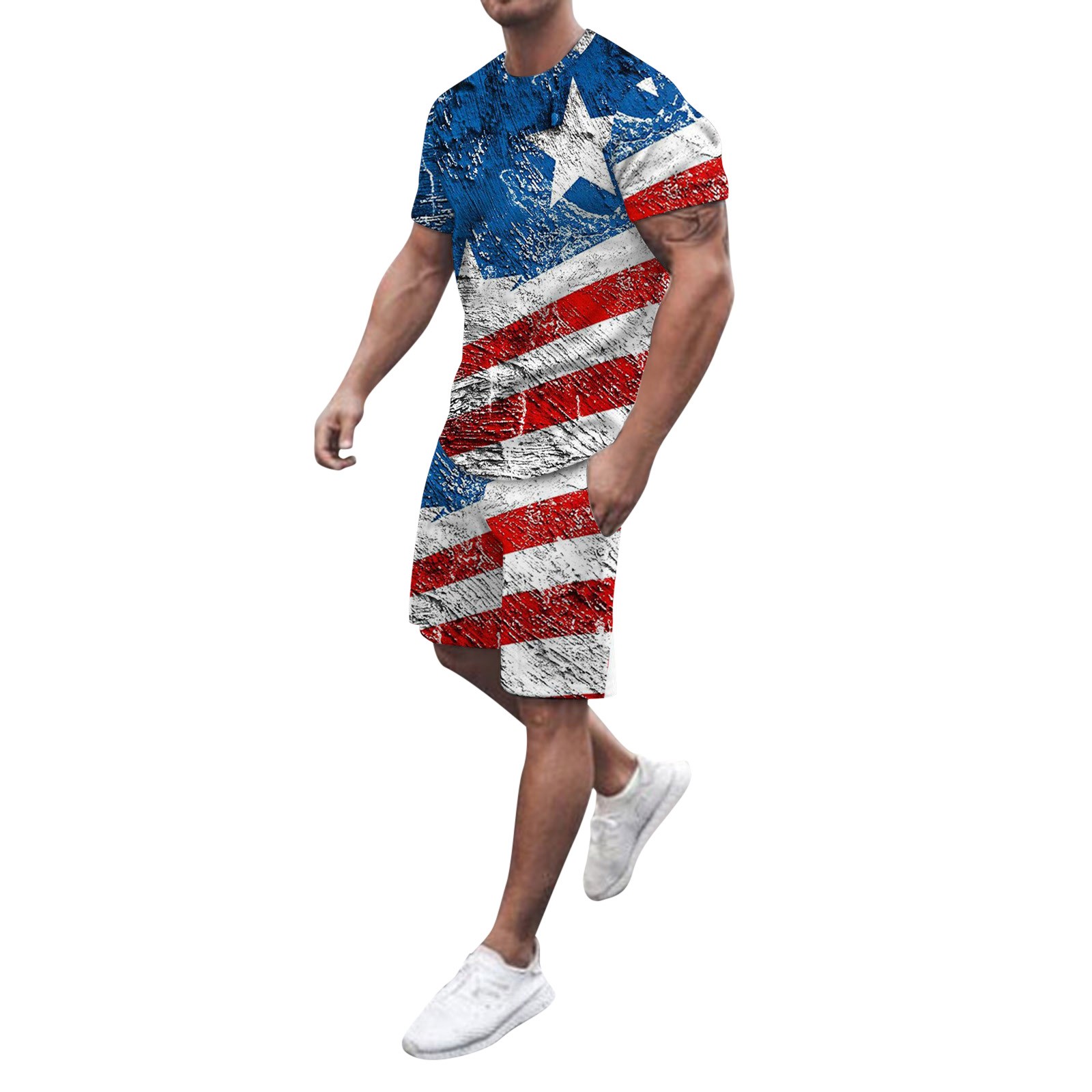 TKAOPKFD Men's Independence Day Flag Spring Summer Leisure Sports ...