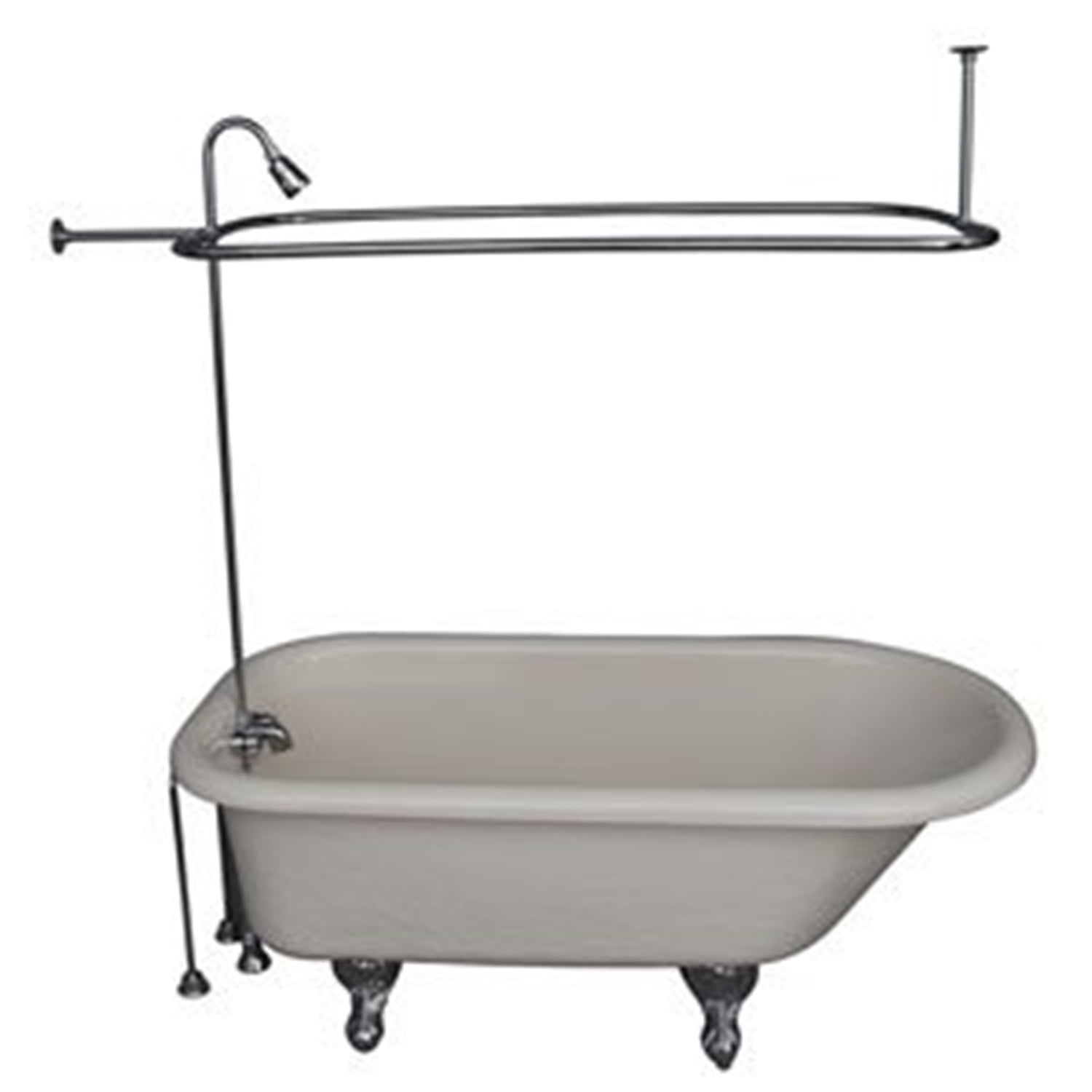 60-Inch Bisque Acrylic Clawfoot Freestanding Oval Tub