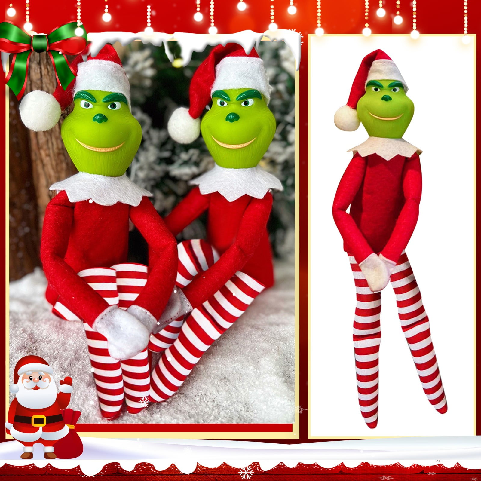 TKBABEUE Elf Grinch On The Shelf Christmas Grinch Doll, 12.5 Inch ...