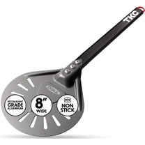 TKC 8 inch Perforated Pizza Peel - Aluminum Turning Peel for All Pizza Ovens - 24" Length Black