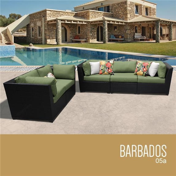 TK Classics BARBADOS-05a-CILANTRO Barbados Outdoor Wicker Patio Furniture Set 05a, Cilantro - 5 Piece