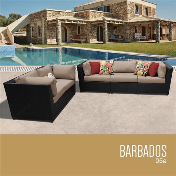 TK Classics BARBADOS-05a-WHEAT Barbados Outdoor Wicker Patio Furniture Set 05a, Wheat - 5 Piece
