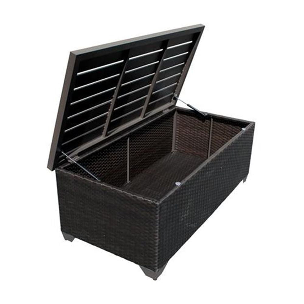 TKC Barbados Outdoor Wicker Storage Coffee Table in Espresso
