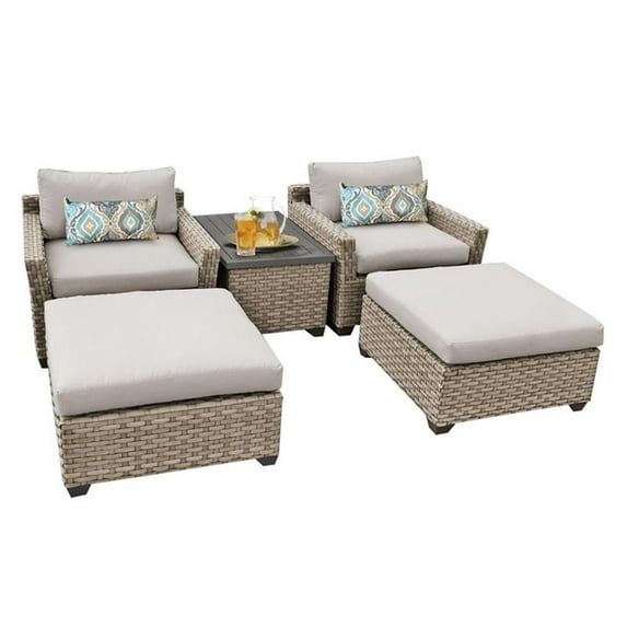 MONTEREY-05a Monterey 5 Piece Outdoor Wicker Patio Furniture Set 05a with 1 Cover in Beige