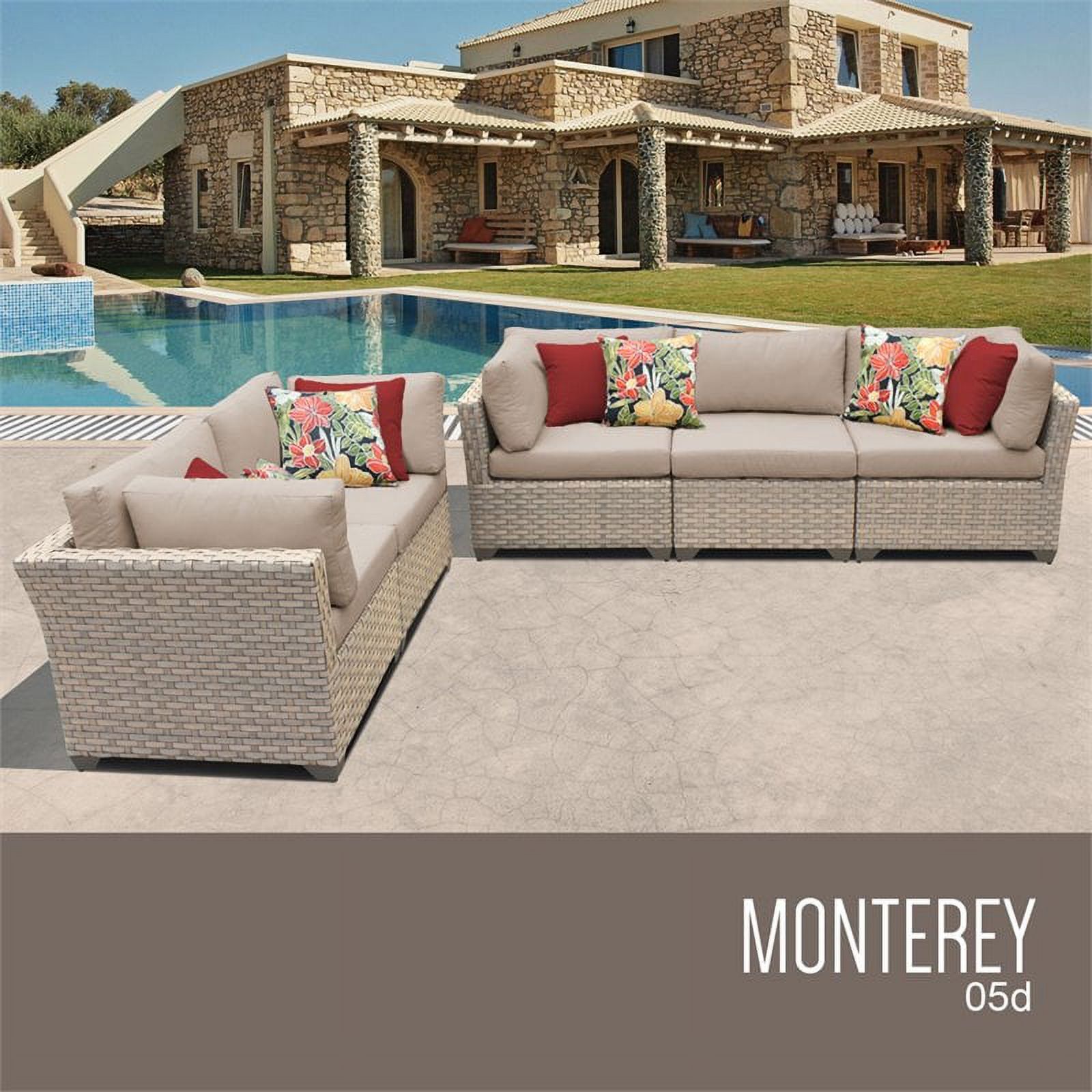 TKC Monterey 5 Piece Patio Wicker Sofa Set in Wheat - image 1 of 2