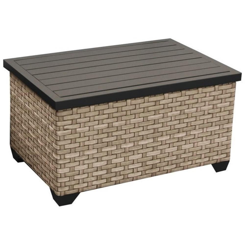 TKC Monterey Outdoor Wicker Storage Coffee Table in Summer Fog