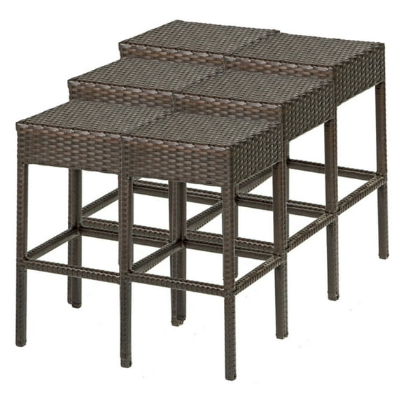 TKC Napa Backless Outdoor Wicker Bar Stools in Espresso (Set of 6)