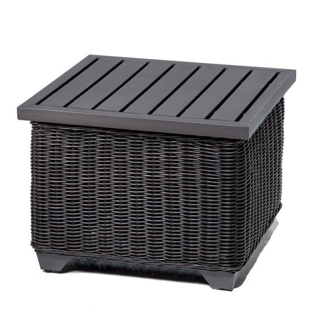 TKC Venice Patio Wicker End Table in Chestnut Brown