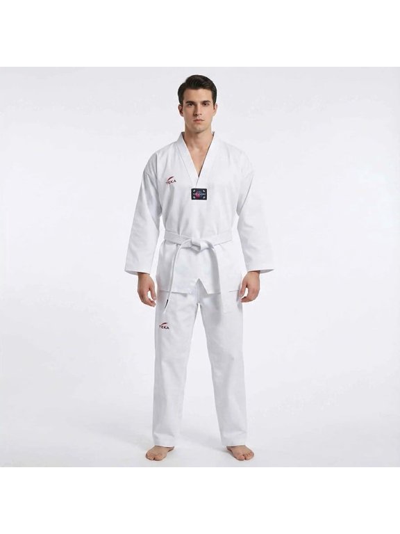 TKD Taekwondo Dobok Gi Kimono with Belt 8 oz Dojo Uniform Sizes 00-6