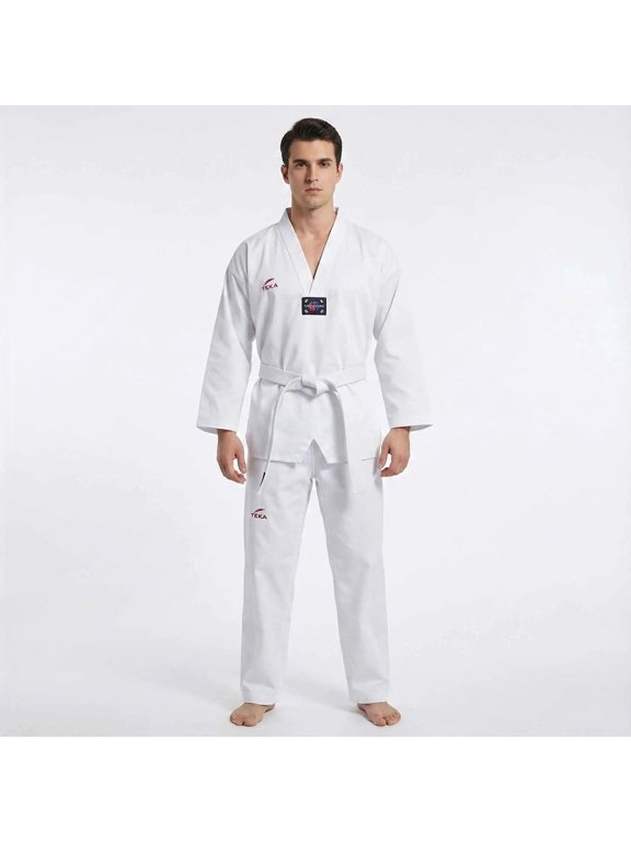 TKD Taekwondo Dobok Gi Kimono with Belt 8 oz Dojo Uniform Sizes 00-6