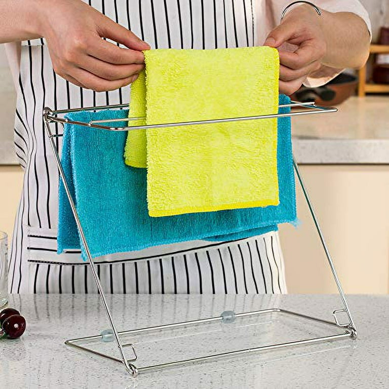 TKDMR Foldable 304 Stainless Steel Kitchen Rag Rack Drying Rack Dishcloth Hanger Desktop Waterlogging Rag Holder Silver M Walmart