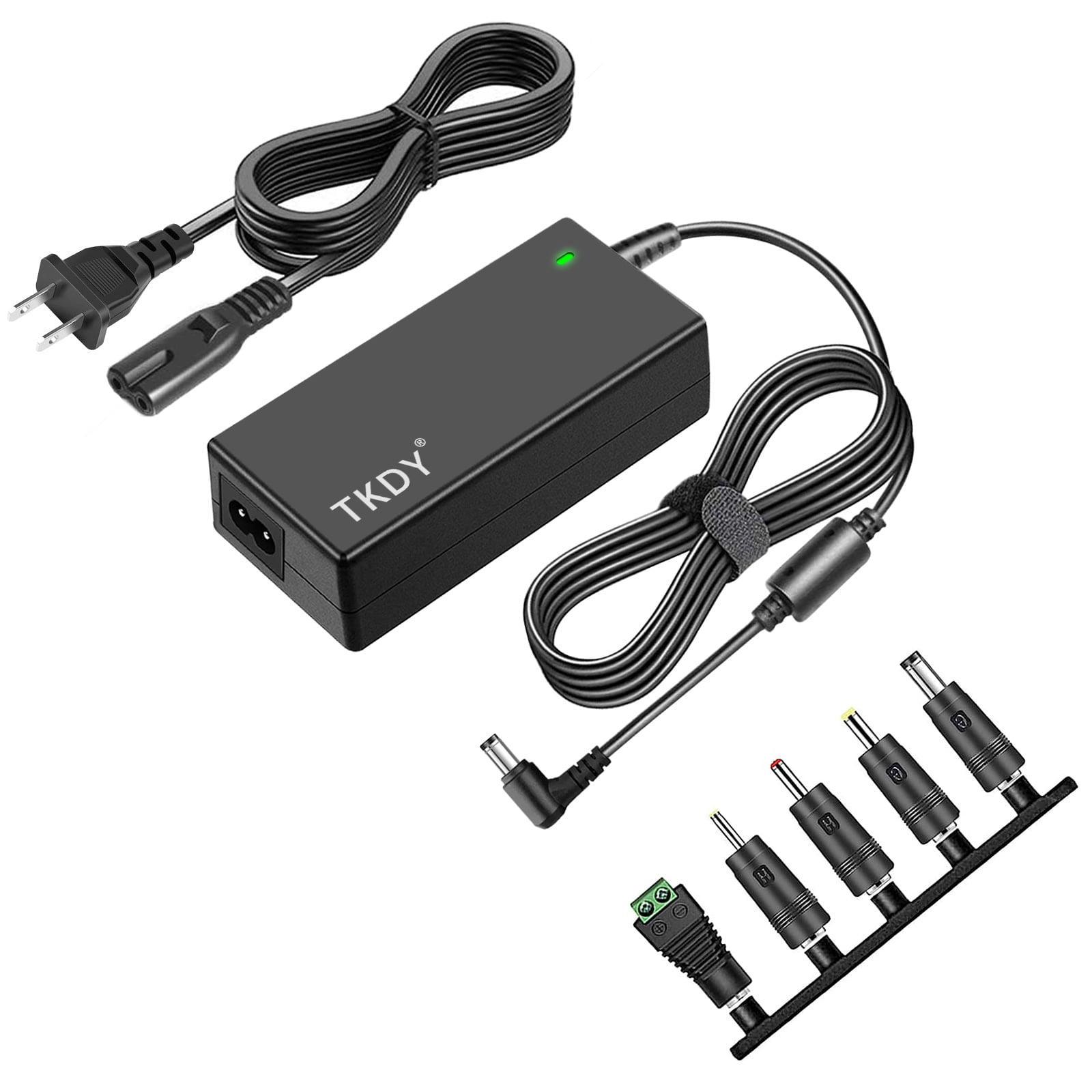 TKDY 12V Power Supply Charger Cord, 12Volt 3.5A 3A 2.5A 2A 1.5A 1A AC Adapter, with 5 DC Connectors for Christmas trees LED strip light LCD Monitor Wireless Router Security CCTV Cameras Speaker System