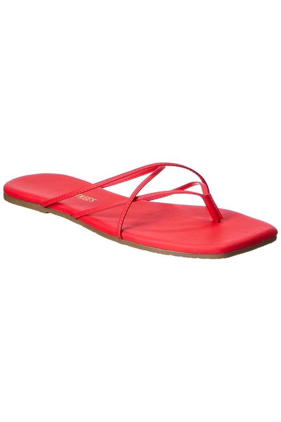 Square Toe Elle Leather Sandal, 6, Red