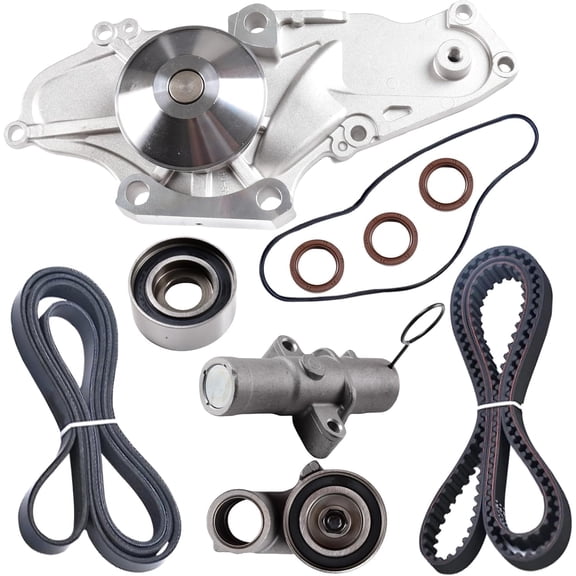 TKH-002 Engine Timing Belt Kit with Water Pump - Fit/Compatible with Acura MDX, RDX, RL, RLX, TL, TLX, TSX, ZDX, Honda Accord, Crosstour, Odyssey, Pilot, Ridgeline, Saturn Vue