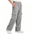 thumbnail image 1 of TKKCS Boys Cargo Sweatpants Loose Outdoor Casual Elastic Waist Straight Leg Open Bottom Pants with Zipper Pockets Gray 5-6Years, 1 of 8